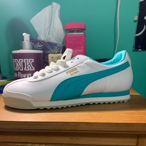 White and Aqua Puma Romas